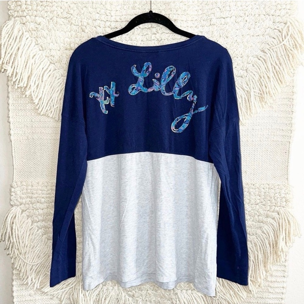 LILLY PULITZER gray and blue
Palm Beach long sleeve Finn spirit jersey tee S